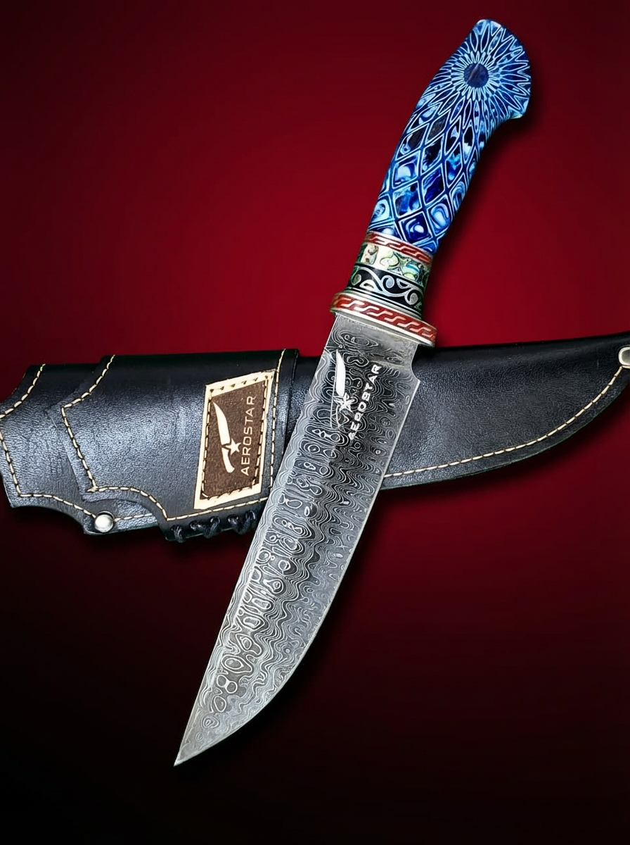 Birds Eye Style Blue Made from Damascus Steel Pearls